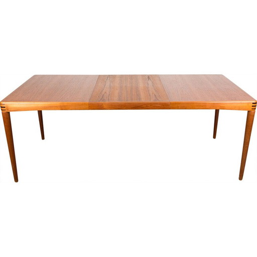 Vintage uitschuifbare teakhouten eettafel door Henry Walter Klein voor Bramin, Denemarken 1960