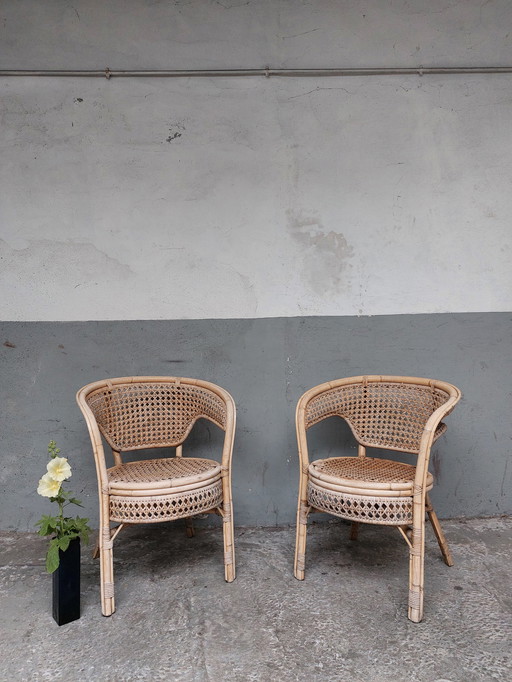 2 x Vintage rotan fauteuils