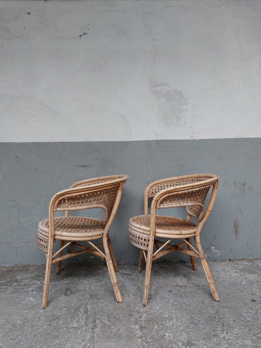 2 x Vintage rotan fauteuils