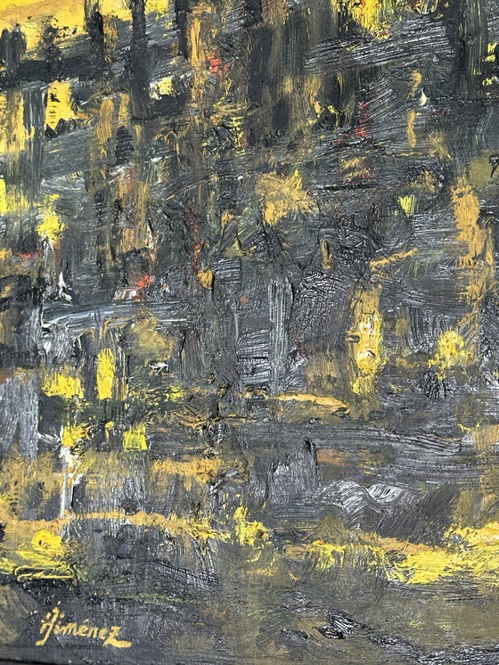 Image 1 of Schilderij/Olie op Canvas "Zonsondergang boven Parijs" Hipolito Jimenez 95X63Cm