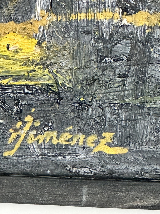 Image 1 of Schilderij/Olie op Canvas "Zonsondergang boven Parijs" Hipolito Jimenez 95X63Cm