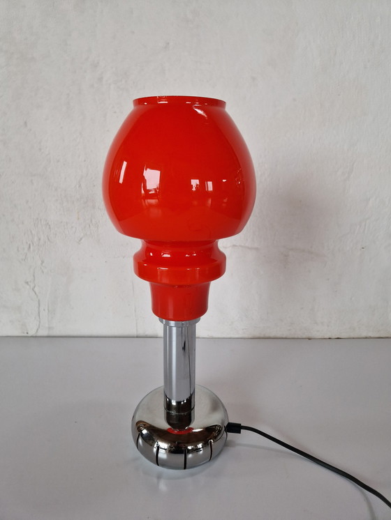 Image 1 of Opaline and chrome space age table lamp