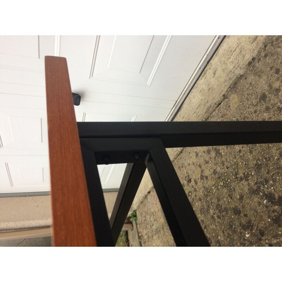 Image 1 of Vintage metalen en houten tafel van Marcel Gascoin voor Alvéole, 1950