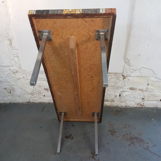Image 1 of Vintage terrazzo, houten en stalen salontafel, 1960