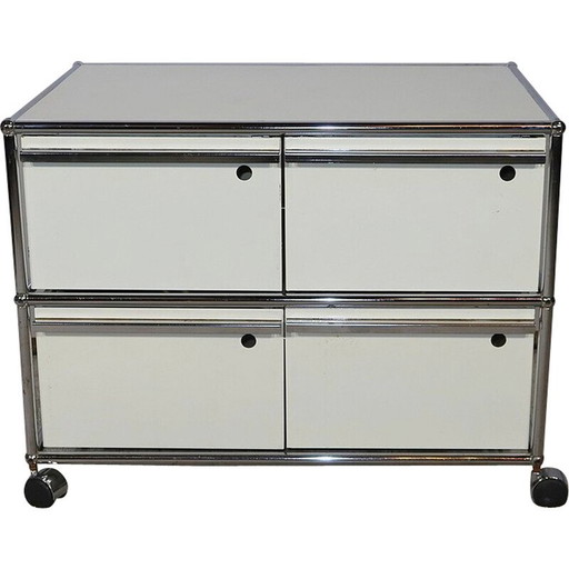 Vintage verchroomd metalen meubilair op wielen van Fritz Haller voor Usm Haller, 1960