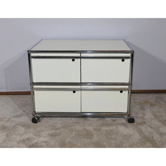 Image 1 of Vintage verchroomd metalen meubilair op wielen van Fritz Haller voor Usm Haller, 1960