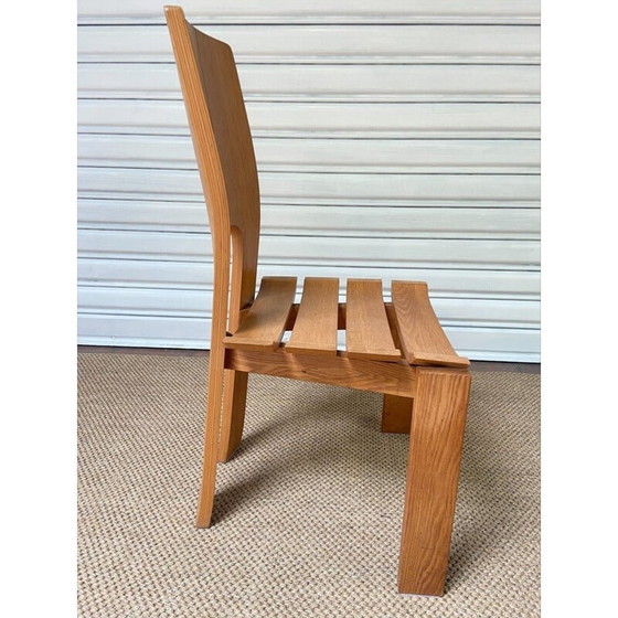 Image 1 of Set van 4 Scandinavische vintage stoelen in massief iepenhout, jaren 1970