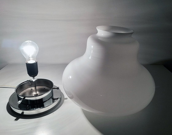 Image 1 of Grote Vintage Tafellamp - Staal & Glas - Murano - Xl - Space Age - 1970
