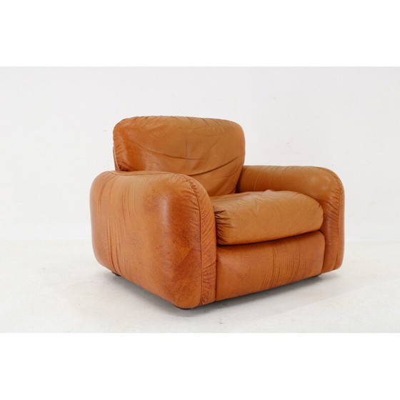Image 1 of Vintage fauteuil in cognac leer, Italië 1970