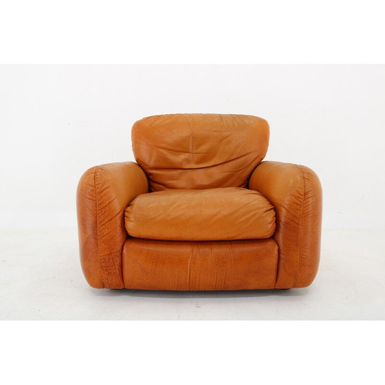 Image 1 of Vintage fauteuil in cognac leer, Italië 1970