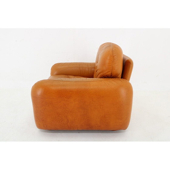 Image 1 of Vintage fauteuil in cognac leer, Italië 1970