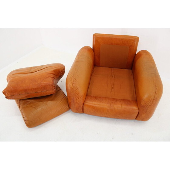 Image 1 of Vintage fauteuil in cognac leer, Italië 1970