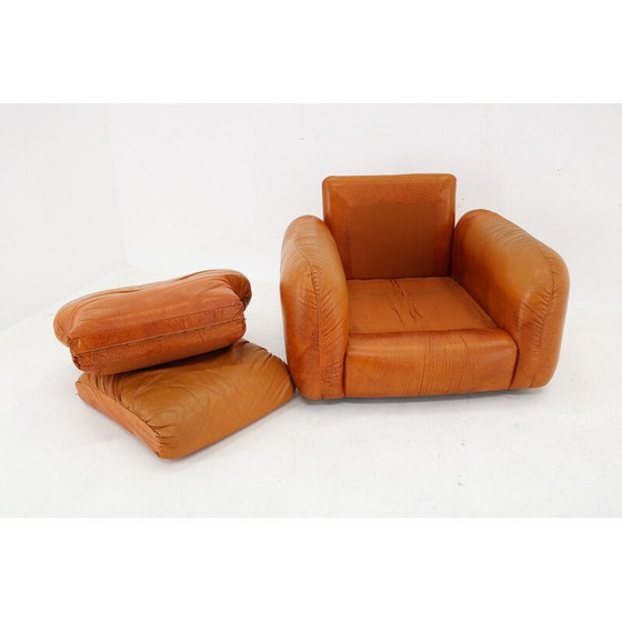Image 1 of Vintage fauteuil in cognac leer, Italië 1970