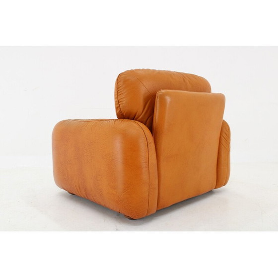 Image 1 of Vintage fauteuil in cognac leer, Italië 1970