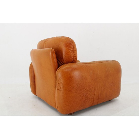 Image 1 of Vintage fauteuil in cognac leer, Italië 1970