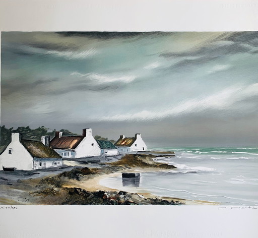 Lithografie Michel Martin - Kust Bretagne