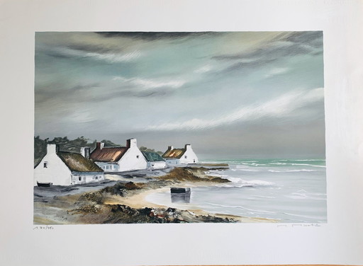 Lithografie Michel Martin - Kust Bretagne