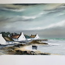 Lithografie Michel Martin - Kust Bretagne