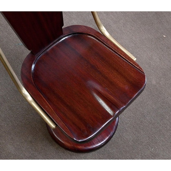 Image 1 of Set van 6 vintage mahoniehouten en messing lijnstoelen, Engeland