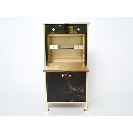 Image 1 of Vintage secretaire in lak en messing van Jansen, 1970