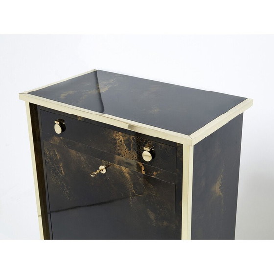 Image 1 of Vintage secretaire in lak en messing van Jansen, 1970