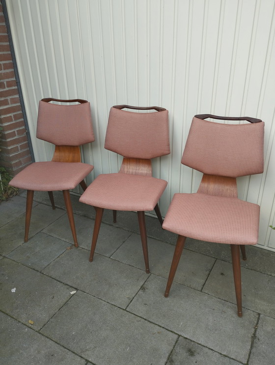 Image 1 of 3x Vintage Eetkamer Stoelen