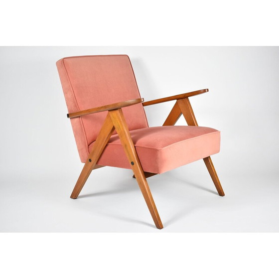 Image 1 of Vintage fluwelen fauteuil B-310 VAR roze 1960