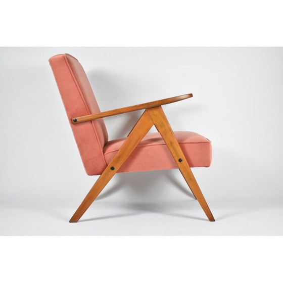 Image 1 of Vintage fluwelen fauteuil B-310 VAR roze 1960