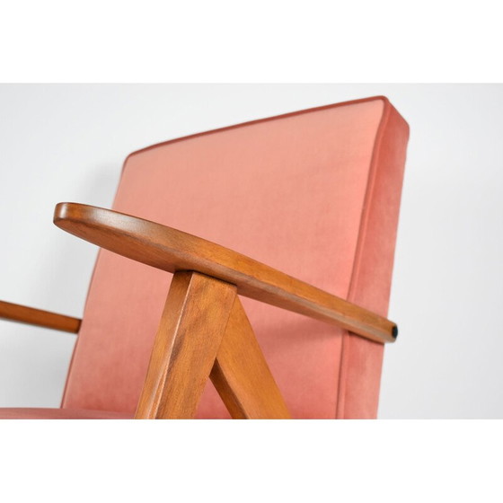 Image 1 of Vintage fluwelen fauteuil B-310 VAR roze 1960