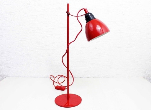 Vintage bureaulamp op rode metalen steel 1970S