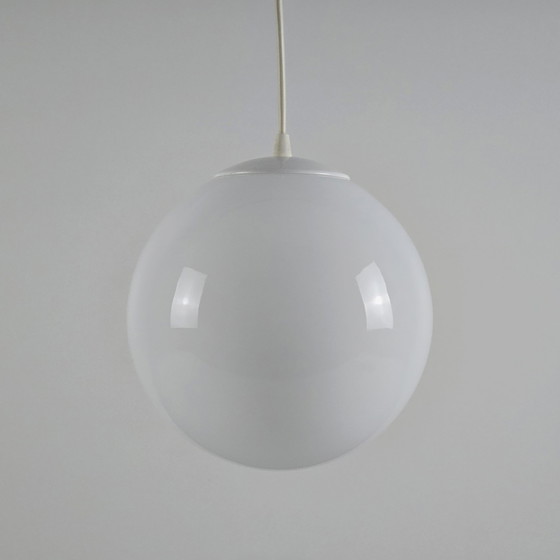 Image 1 of Vintage 1980S Happylight Opaal glazen bol hanglamp - Retro glazen bol hanglamp.