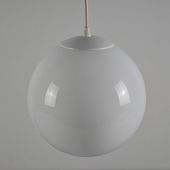 Image 1 of Vintage 1980S Happylight Opaal glazen bol hanglamp - Retro glazen bol hanglamp.