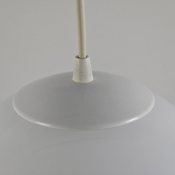 Image 1 of Vintage 1980S Happylight Opaal glazen bol hanglamp - Retro glazen bol hanglamp.