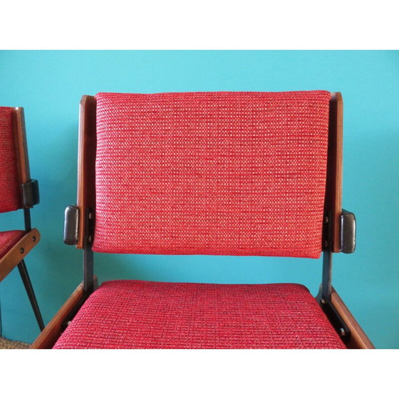 Image 1 of Set van 4 vintage rode stoelen, Frankrijk, 1965