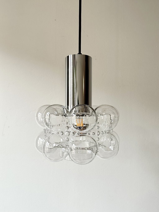 Vintage lamp uit het midden van de eeuw, bubbelglas, hanglamp van Helena Tynell voor Limburg, jaren 60, Duitsland, minimalisme, 
