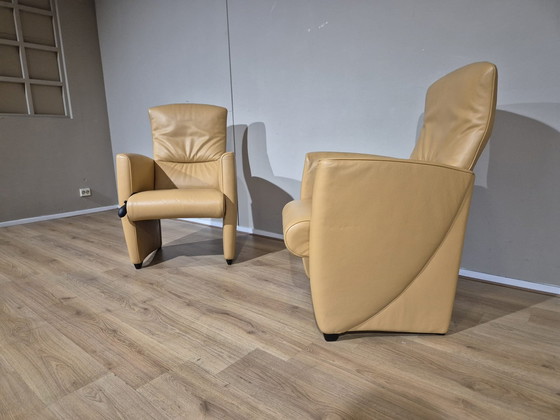 Image 1 of 2X Jori Vinci Fauteuils - Geel - Leder - Design - Topstaat