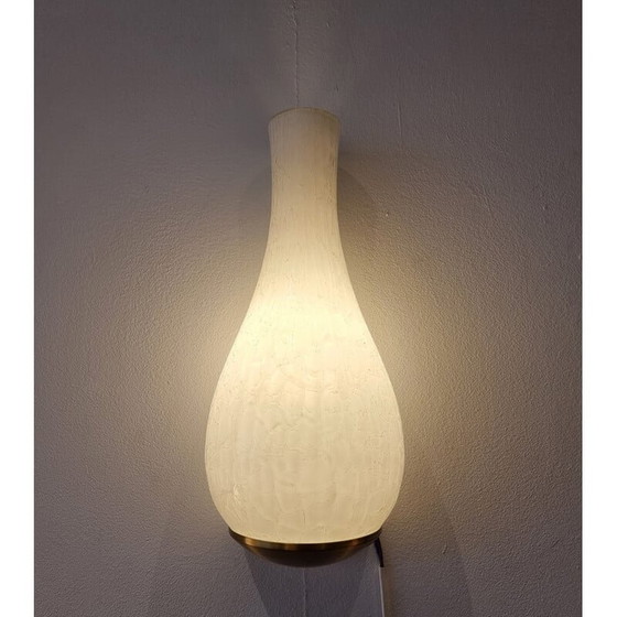 Image 1 of Paar vintage wandlampen Oeufs in glas en messing van Jean Perzel, 1940