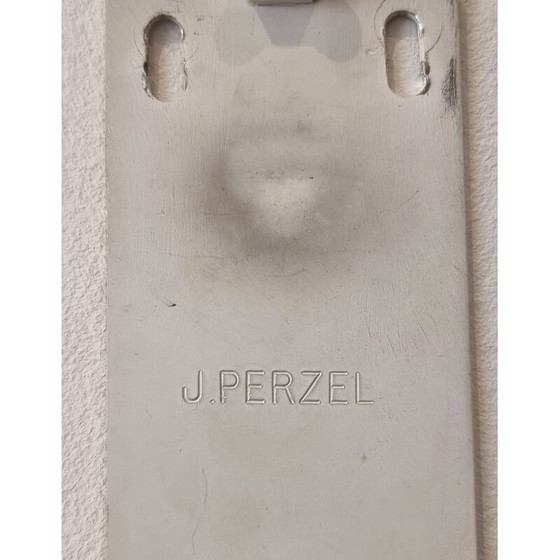 Image 1 of Paar vintage wandlampen Oeufs in glas en messing van Jean Perzel, 1940