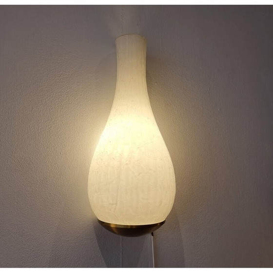 Image 1 of Paar vintage wandlampen Oeufs in glas en messing van Jean Perzel, 1940