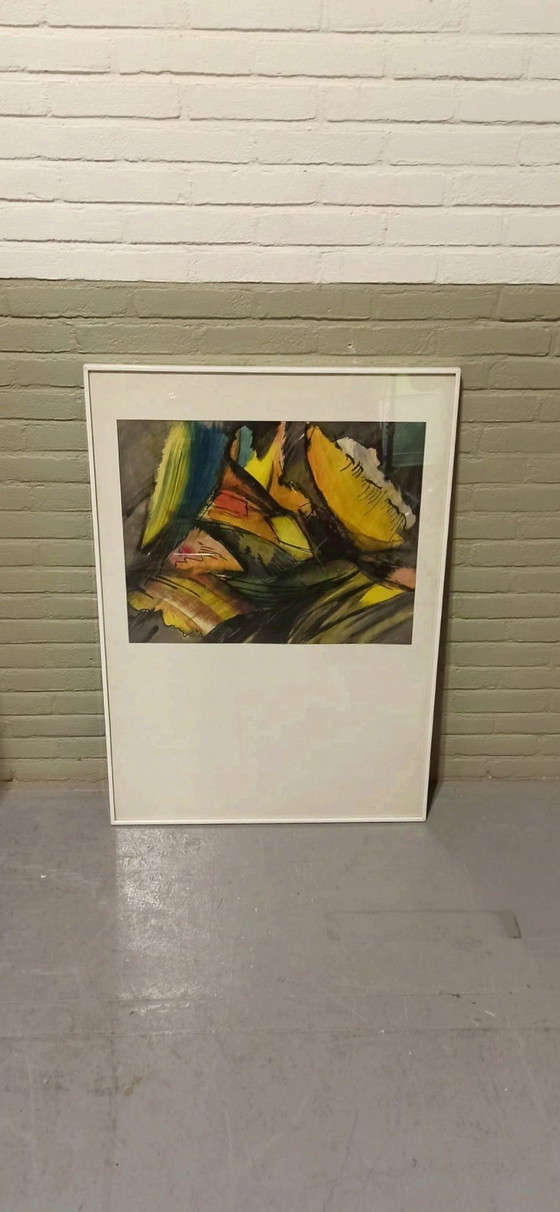 Image 1 of Vintage Aquarel Schilderij, Ingelijst