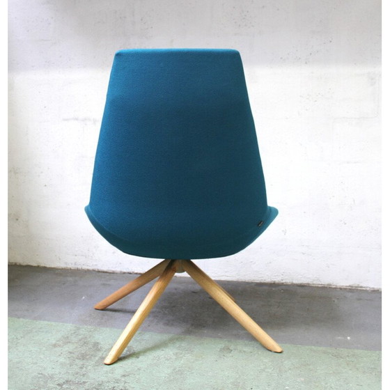 Image 1 of Vintage Dunas XL bureaustoelen in licht hout en stof voor Inclass