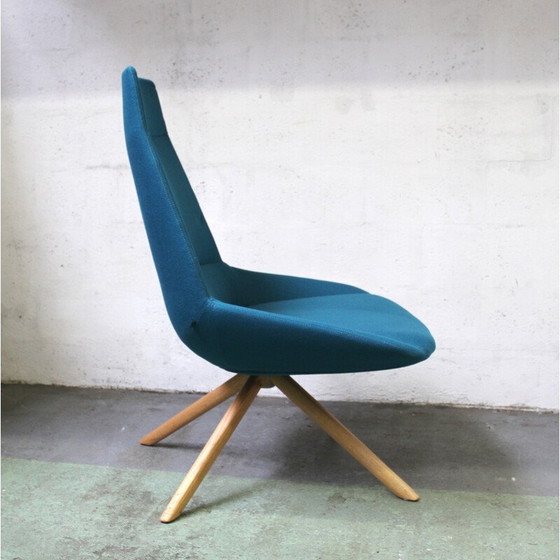 Image 1 of Vintage Dunas XL bureaustoelen in licht hout en stof voor Inclass