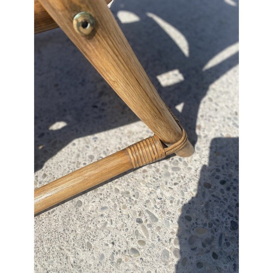 Image 1 of Vintage safari fauteuil van bamboe en leer, Denemarken 1960