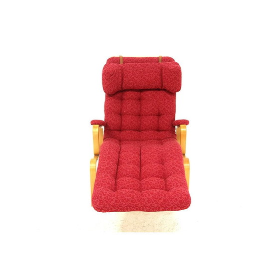 Image 1 of Vintage "Fenix" fauteuil in beukenhout en stof van Sam Larsson voor Dux, Zweden 1970