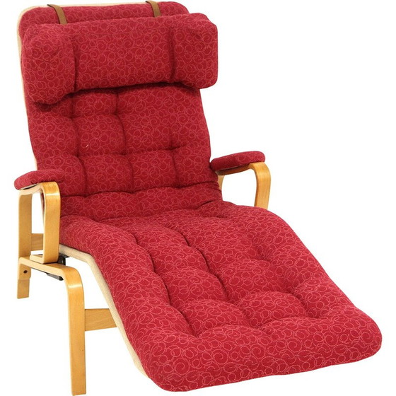 Image 1 of Vintage "Fenix" fauteuil in beukenhout en stof van Sam Larsson voor Dux, Zweden 1970