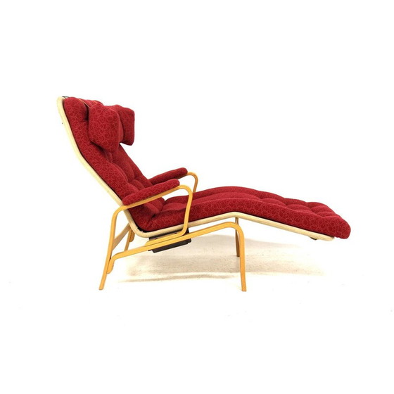 Image 1 of Vintage "Fenix" fauteuil in beukenhout en stof van Sam Larsson voor Dux, Zweden 1970