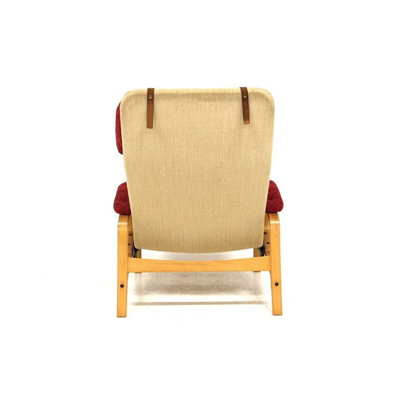 Image 1 of Vintage "Fenix" fauteuil in beukenhout en stof van Sam Larsson voor Dux, Zweden 1970