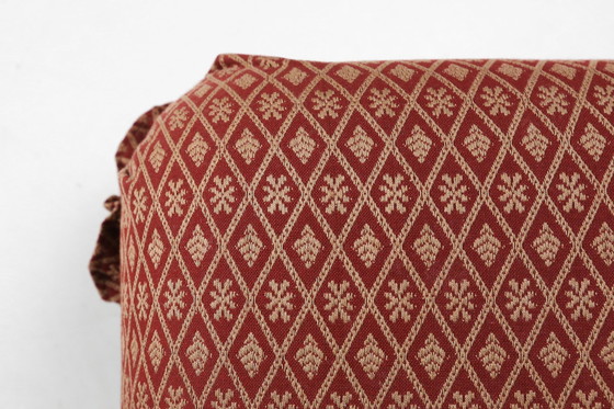 Image 1 of Kleine Art Deco poef met originele bekleding, Frankrijk, jaren 1940