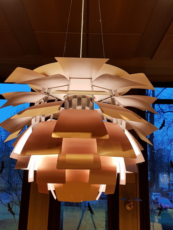 Image 1 of Artisjoklamp in koperkleur van P. Henningsen