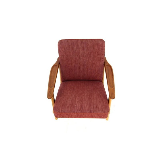 Image 1 of Scandinavische vintage fauteuil in teak en stof, Zweden 1960
